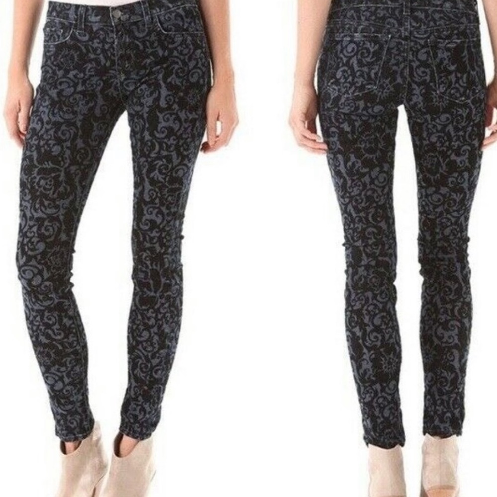 J BRAND BROCADE VELVET SKINNY JEANS, SIZE 27
